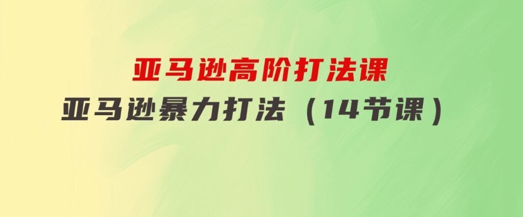 亚马逊高阶打法课，亚马逊暴力打法（14节课）-92资源网