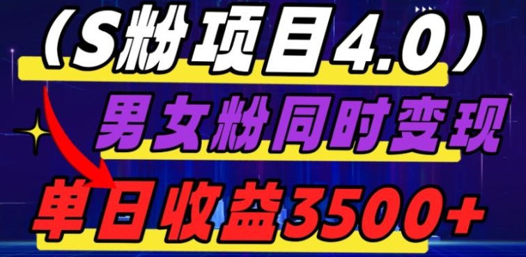 S粉项目4.0，男女粉通吃，男女粉同时变现，单日收益3500+-92资源网