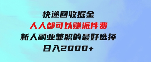 快递回收掘金，人人都可以赚派件费，新人副业兼职的最好选择，日入2000+-92资源网