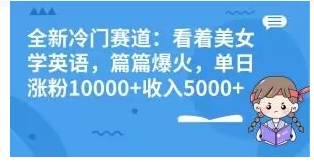 全新冷门赛道：看着美女学英语，篇篇爆火，单日涨粉10000+收入5000+-92资源网