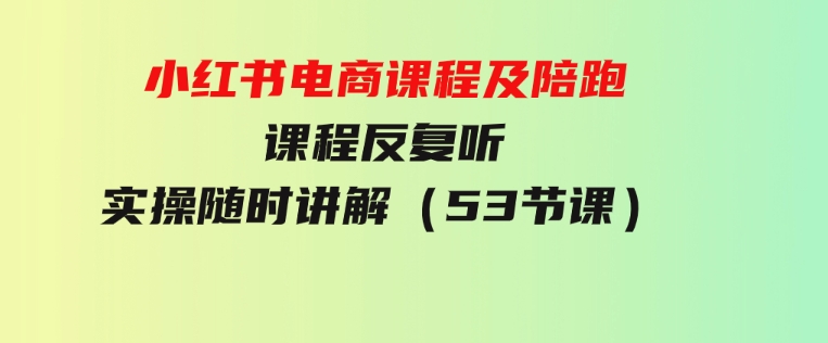 小红书电商课程及陪跑课程反复听实操随时讲解（53节课）-92资源网