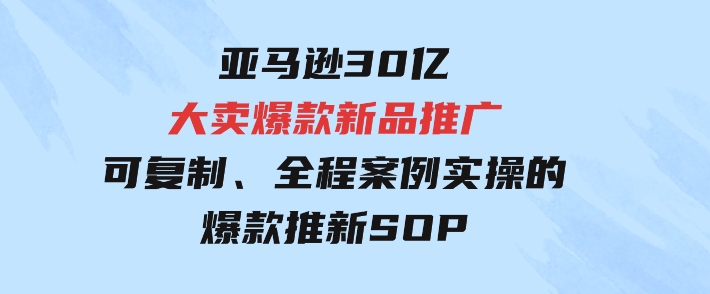 亚马逊30亿·大卖爆款新品推广，可复制、全程案例实操的爆款推新SOP-92资源网