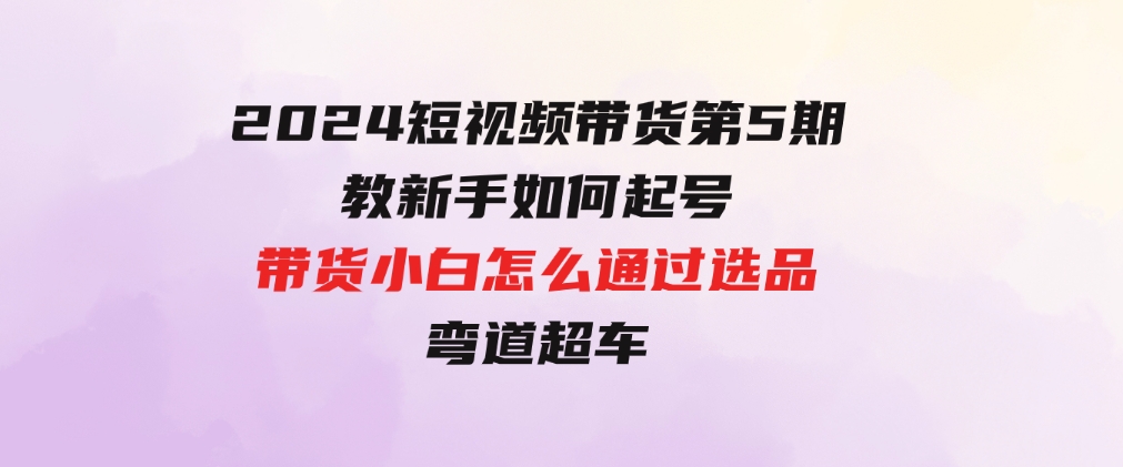 2024短视频带货第5期，教新手如何起号，带货小白怎么通过选品弯道超车-92资源网