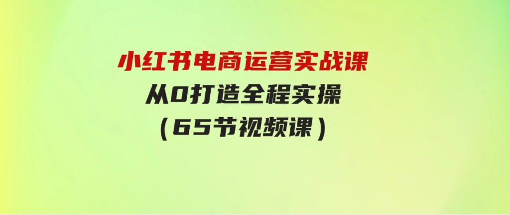 （9724期）小红书电商运营实战课，​从0打造全程实操（65节视频课）-92资源网