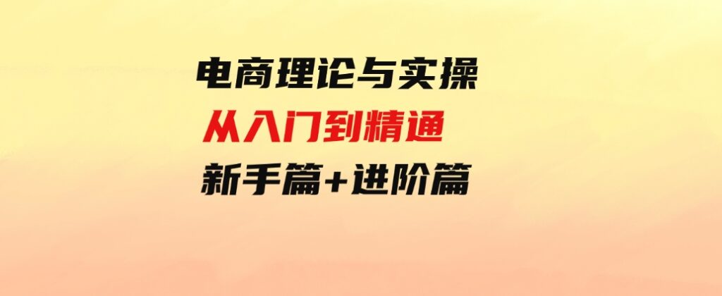 （9576期）电商理论与实操从入门到精通新手篇+进阶篇-92资源网