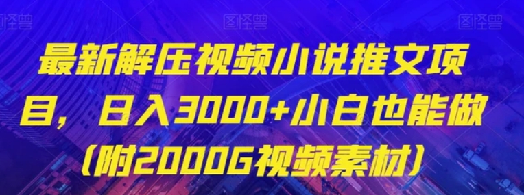 最新解压视频小说推文项目，日入3000+小白也能做【揭秘】-92资源网