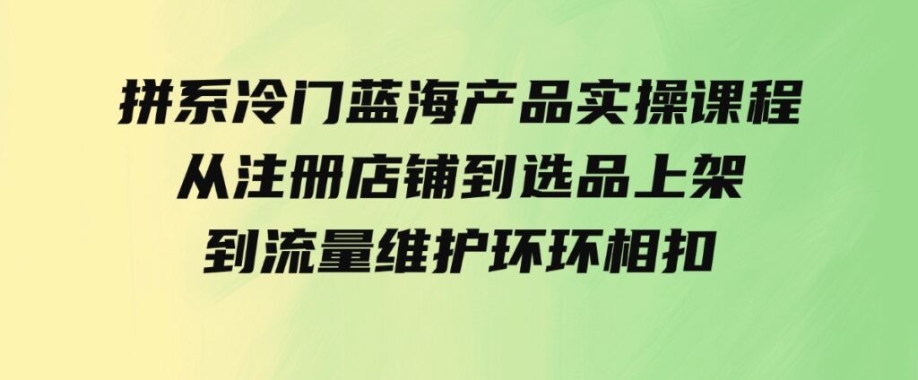 （9527期）拼系冷门蓝海产品实操课程，从注册店铺到选品上架到流量维护环环相扣-92资源网