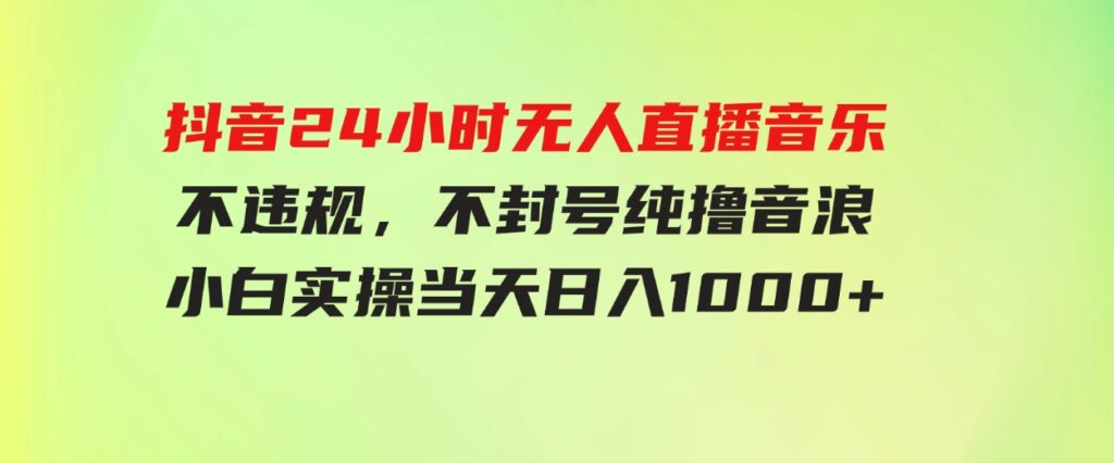 (9622期）抖音24小时无人直播音乐，不违规，不封号纯撸音浪，小白实操当天日入1000+-92资源网