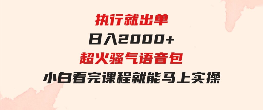 （9589期）执行就出单，日入2000+，超火骚气语音包，小白看完课程就能马上实操-92资源网