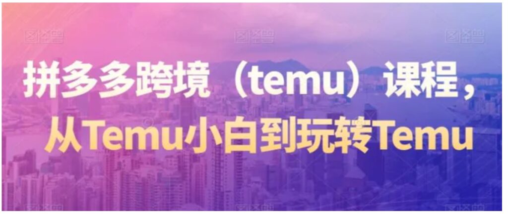 拼多多跨境课程,从Temu小白到玩转Temu-副业项目资源网