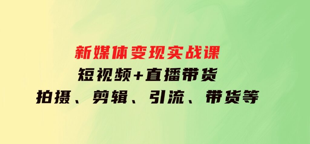 新媒体变现实战课：短视频+直播带货，拍摄、剪辑、引流、带货等-92资源网