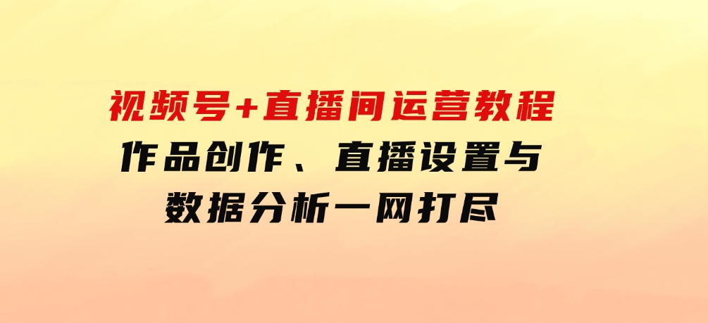 视频号+直播间运营教程：作品创作、直播设置与数据分析一网打尽-92资源网