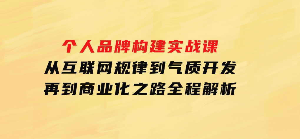 个人品牌构建实战课：从互联网规律到气质开发，再到商业化之路，全程解析-92资源网