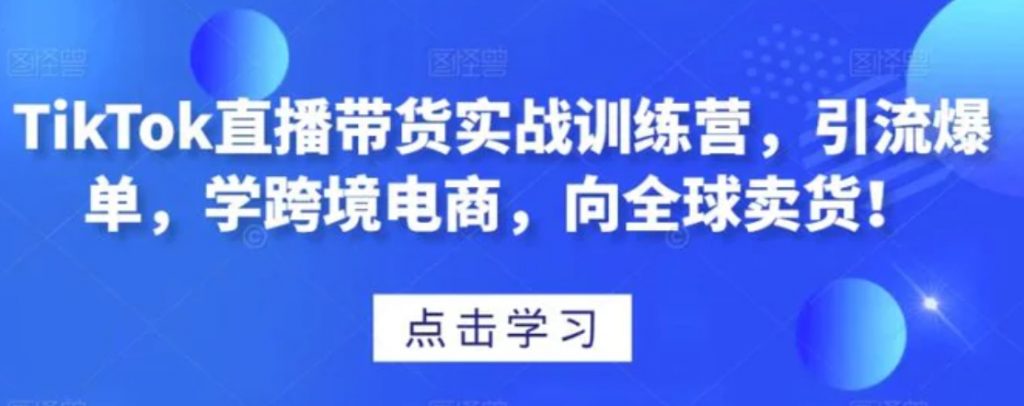 TikTok直播带货实战训练营,引流爆单,学跨境电商,向全球卖货!-副业项目资源网