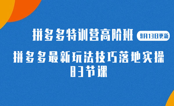 《拼多多最新玩法技巧落地实操》-92资源网