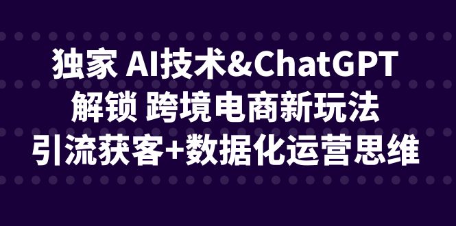 独家AI技术&ChatGPT解锁跨境电商新玩法，引流获客+数据化运营思维-92资源网