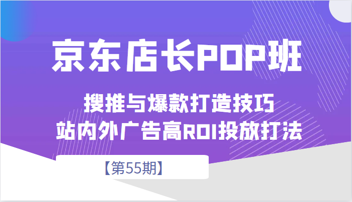 京东店长POP班【第55期】，京东搜推与爆款打造技巧，站内外广告高ROI投放打-92资源网