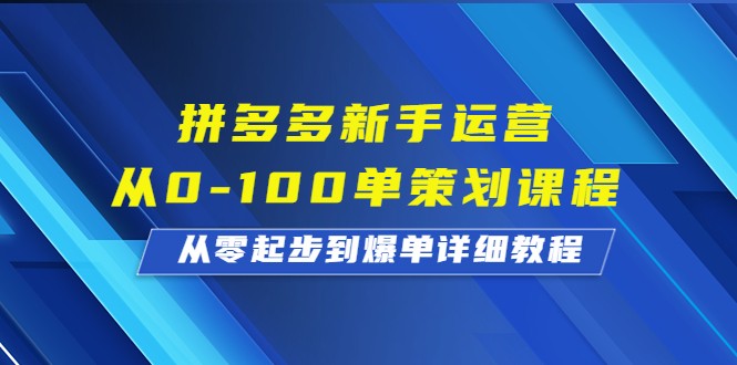 拼多多新手运营从0-100单策划课程，从零起步到爆单详细教程-92资源网