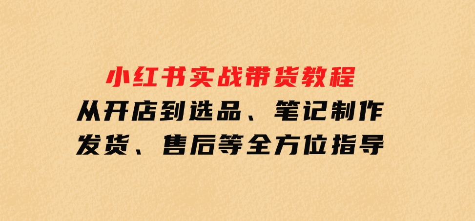 小红书实战带货教程：从开店到选品、笔记制作、发货、售后等全方位指导-92资源网