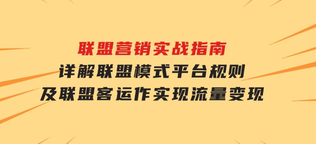 联盟营销实战指南，详解联盟模式、平台规则及联盟客运作，实现流量变现-92资源网