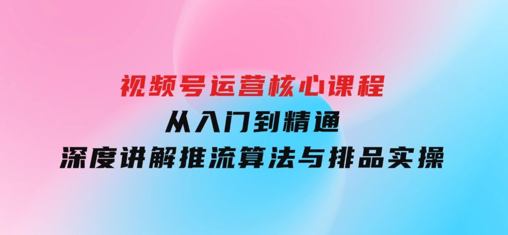 视频号运营核心课程，从入门到精通，深度讲解推流算法与排品实操玩-92资源网