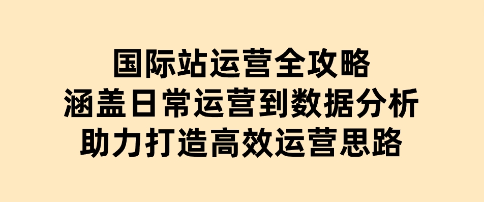 国际站运营全攻略：涵盖日常运营到数据分析，助力打造高效运营思路-92资源网