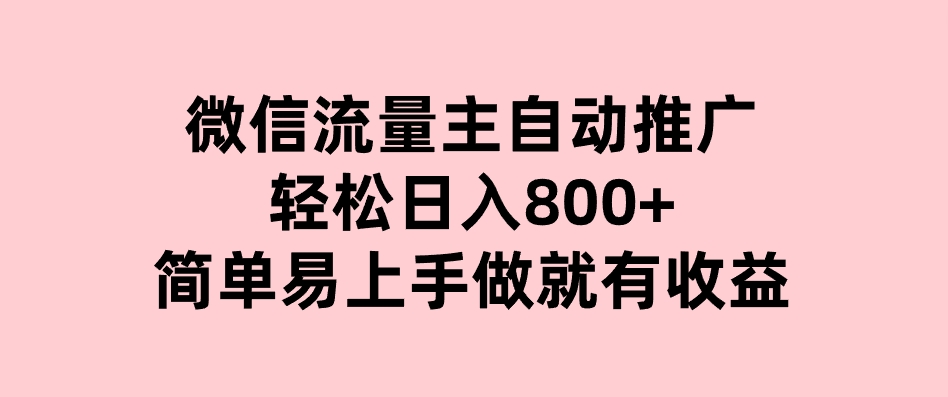 微信流量主自动推广，轻松日入800+，简单易上手，做就有收益。-92资源网