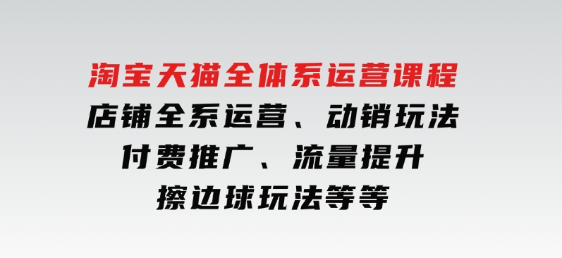 淘宝天猫全体系运营课程：店铺全系运营、动销玩法、付费推广、流量提升、擦边球玩法等等-92资源网