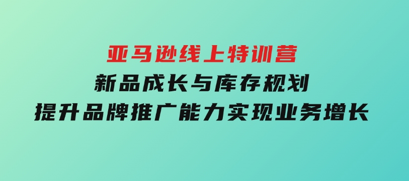 亚马逊线上特训营，新品成长与库存规划，提升品牌推广能力，实现业务增长-92资源网