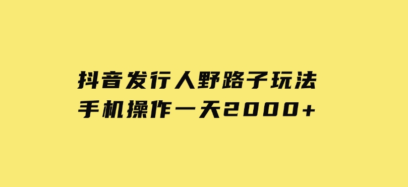 抖音发行人野路子玩法，手机操作一天2000+-92资源网