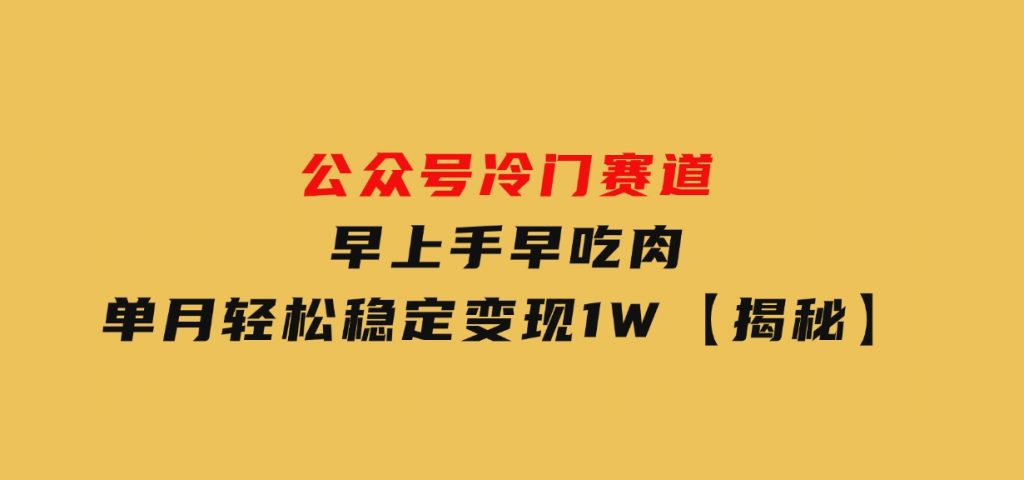 公众号冷门赛道，早上手早吃肉，单月轻松稳定变现1W【揭秘】-92资源网