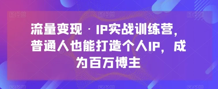 流量变现·IP实战训练营，普通人也能打造个人IP，成为百万博主-92资源网