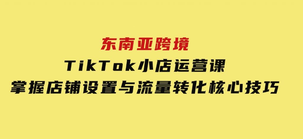 东南亚跨境TikTok小店运营课，掌握店铺设置与流量转化核心技巧-92资源网