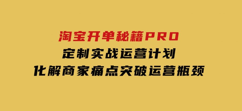 淘宝开单秘籍PRO，定制实战运营计划，化解商家痛点，突破运营瓶颈-92资源网