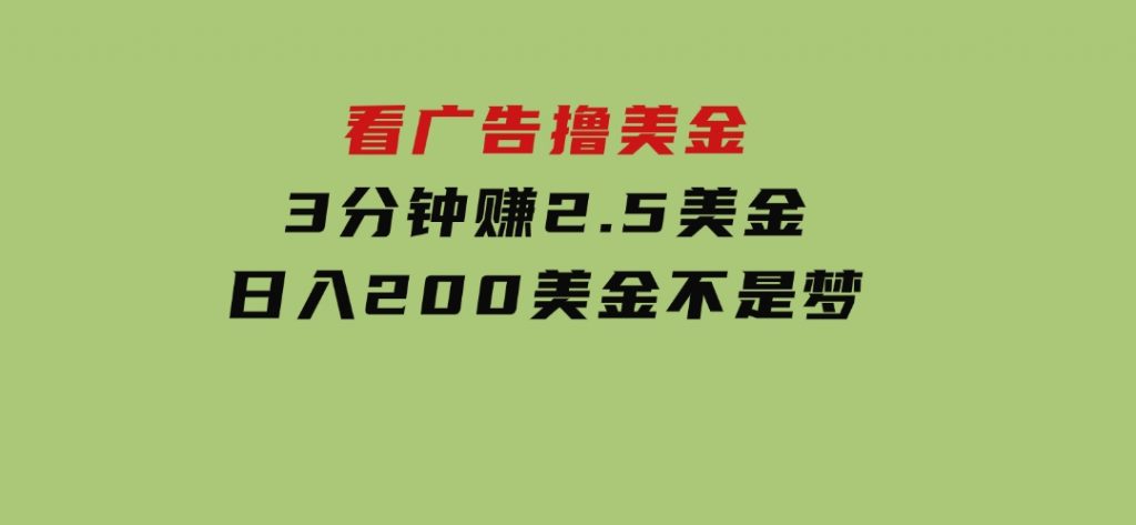 看广告，撸美金！！3分钟赚2.5美金！！日入200美金不是梦-92资源网