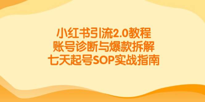 （14981期）小红书引流2.0教程，账号诊断与爆款拆解，七天起号SOP实战指南-92资源网