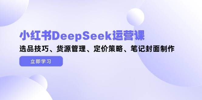（14748期）小红书DeepSeek运营课，选品技巧、货源管理、定价策略、笔记封面制作-92资源网
