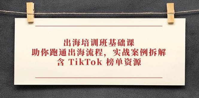 （14555期）出海培训班基础课，助你跑通出海流程，实战案例拆解，含 TikTok 榜单资源-92资源网