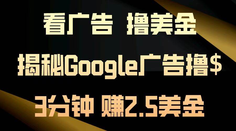 （13114期）看广告，撸美金！3分钟赚2.5美金！日入200美金不是梦！揭秘Google广告…-92资源网