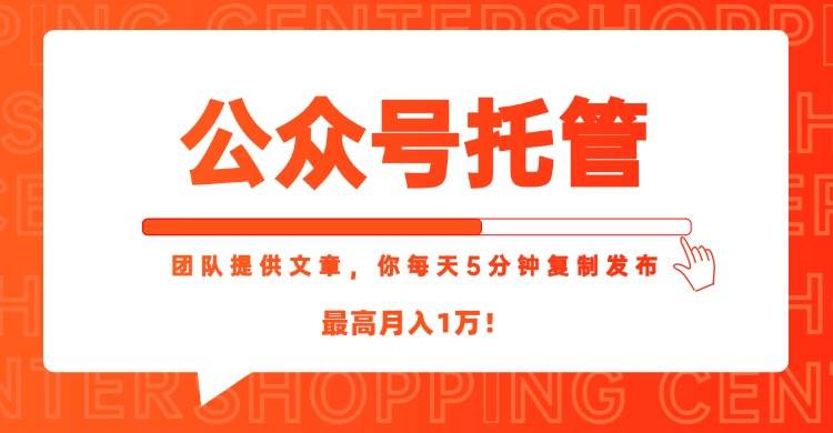 （15109期）【公众号托管 】我提供文章，你每天５分钟复制发布，最高月入1W-92资源网