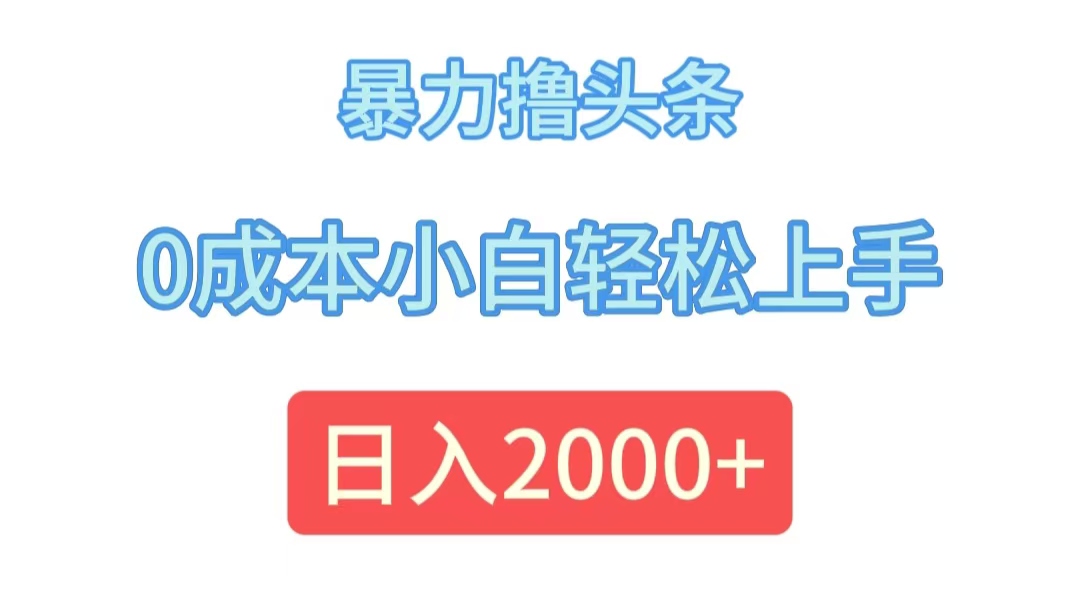 （12068期）暴力撸头条，0成本小白轻松上手，日入2000+-92资源网