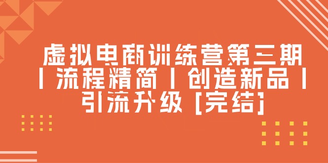 （10960期）虚拟电商训练营第三期丨流程精简丨创造新品丨引流升级 [完结]-92资源网