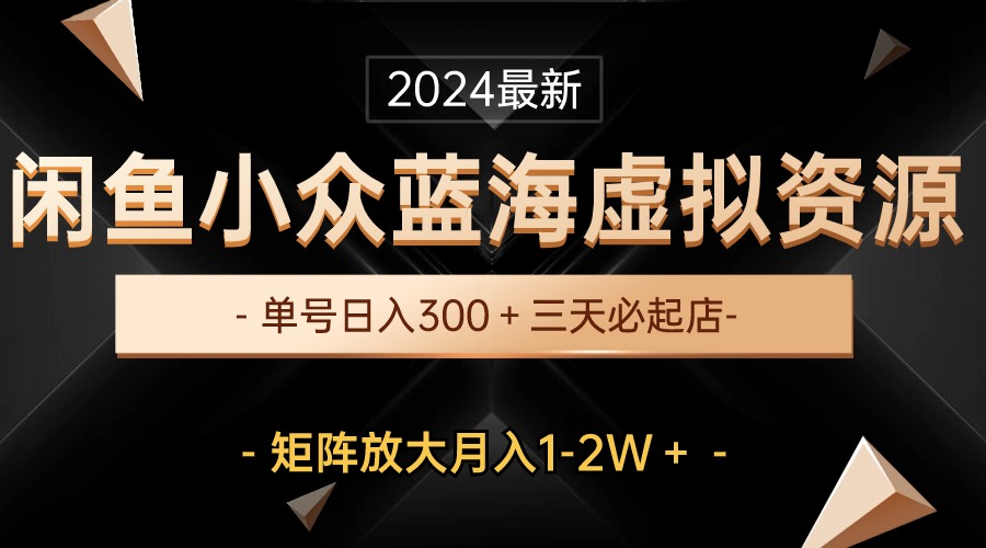 （10336期）最新闲鱼小众蓝海虚拟资源，单号日入300＋，三天必起店，矩阵放大月入1-2W-92资源网