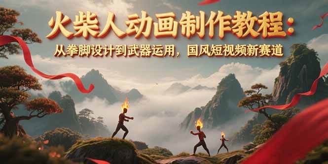 （15171期）火柴人动画制作教程：从拳脚设计到武器运用，国风短视频新赛道-92资源网