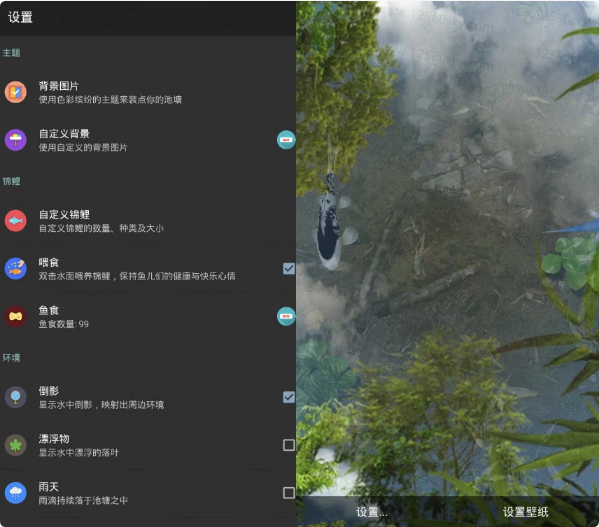 鱼池 v2.01，逼真的锦鲤池塘动态壁纸-92资源网