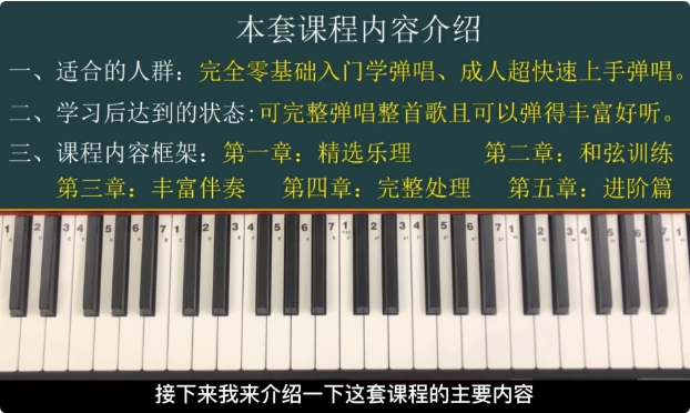 钢琴弹唱100天速成系统课-副业项目资源网