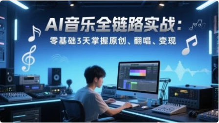 AI音乐全链路实战变现课：零基础3天掌握原创、翻唱、变现-92资源网