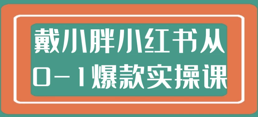 戴小胖小红书从0-1爆款实操课-92资源网