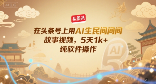在头条号上用AI生民间故事视频，5天1k+，纯软件操作-92资源网