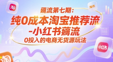 薅流第七期：纯0成本淘宝推荐流-小红书薅流最新版目，0投入的电商无货源玩法（附赠往期）-92资源网
